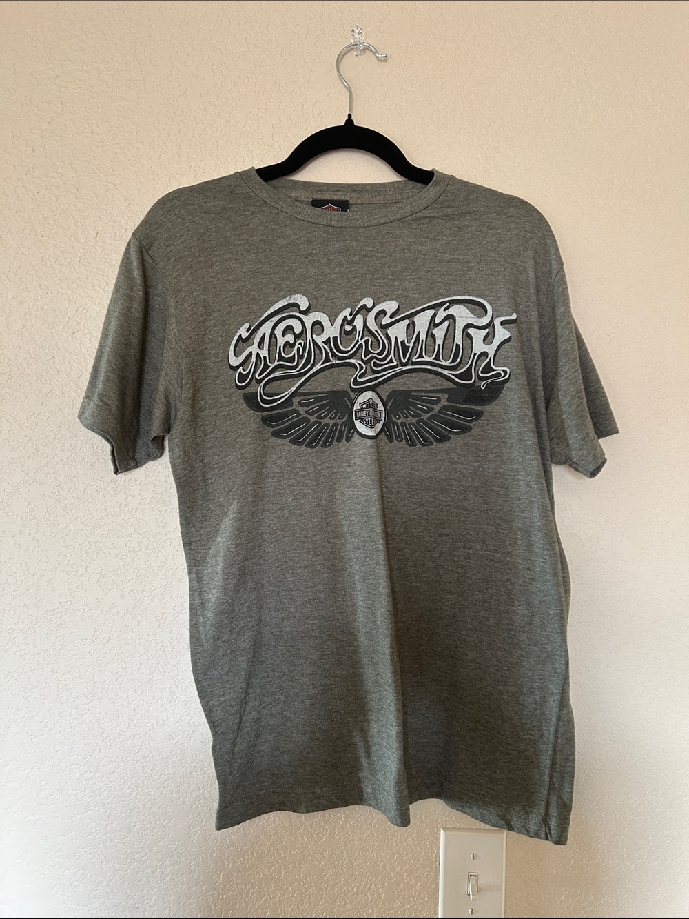 Harley Davidson Aerosmith Graphic T Shirt Motorcycle Wings Eagle Logo Biker Y2K